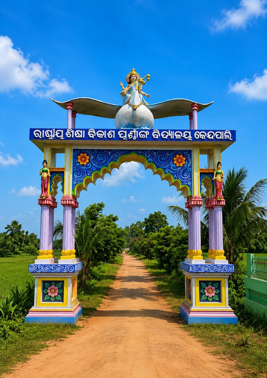 School entrance gate at Kendapali